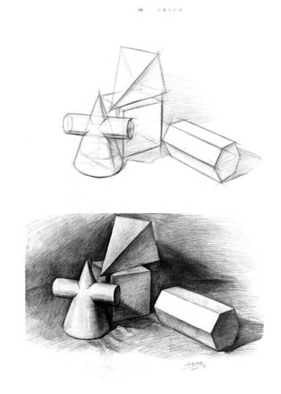 素描基础核心训练(1):石膏几何体