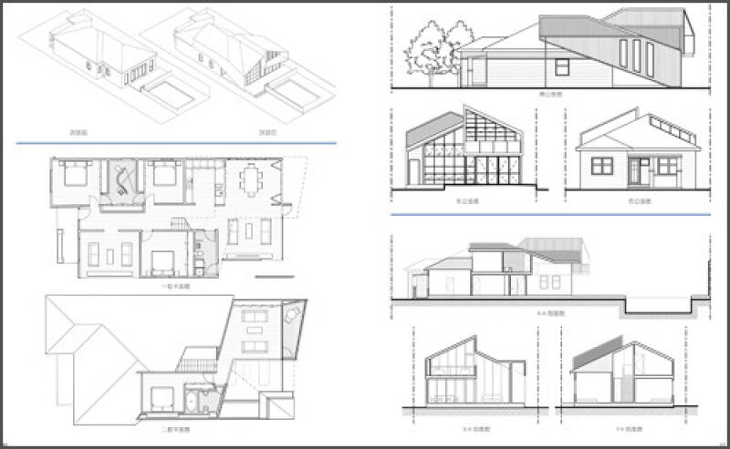 小型建筑平立剖:住宅