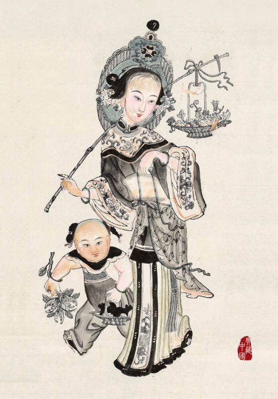 如花美眷:清代仕女年画(汉英明信片)