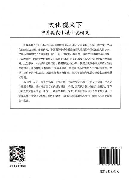 文化视阈下中国现代小城小说研究