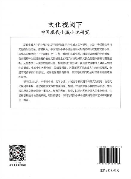 文化視閾下中國現(xiàn)代小城小說研究