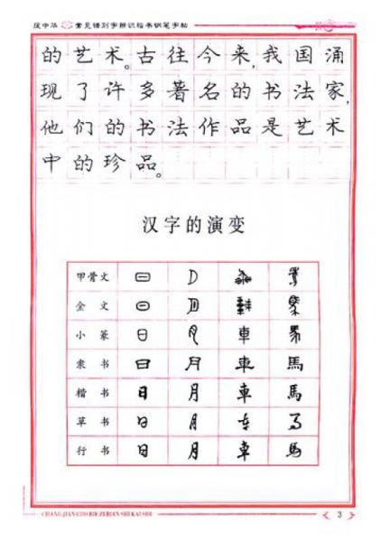 庞中华常见错别字辨识：楷书