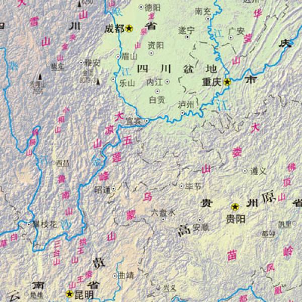 中国区域交通旅游详图：四川·重庆·云南·贵州