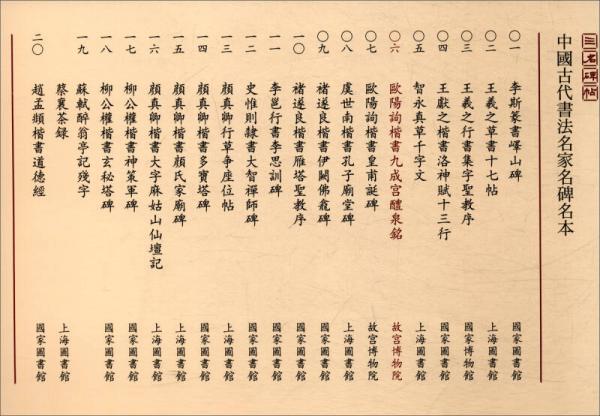三名碑帖06·中国古代书法名家名碑名本丛书：欧阳询楷书九成宫醴泉铭