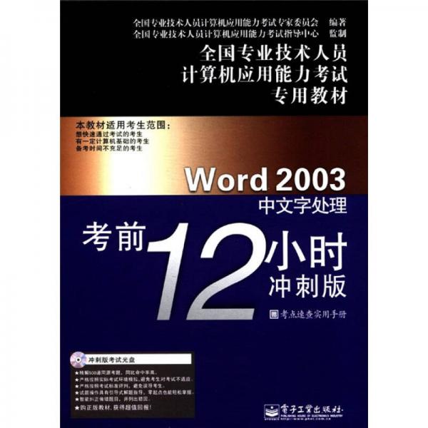全国专业技术人员计算机应用能力考试专用教材：Word2003中文字处理考前12小时（冲刺版）