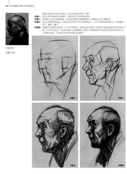 老年素描头像写生表现技法