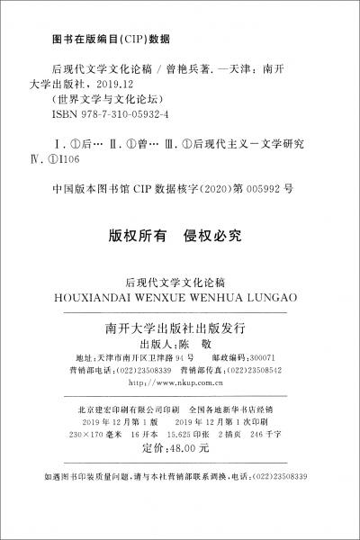 后现代文学文化论稿