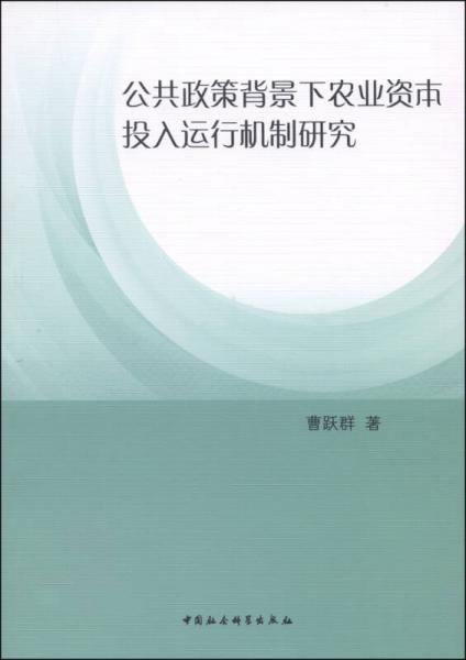 公共政策背景下農(nóng)業(yè)資本投入運(yùn)行機(jī)制研究