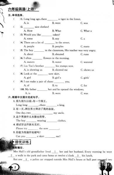 2017秋 提优训练·非常阶段123：六年级英语上册