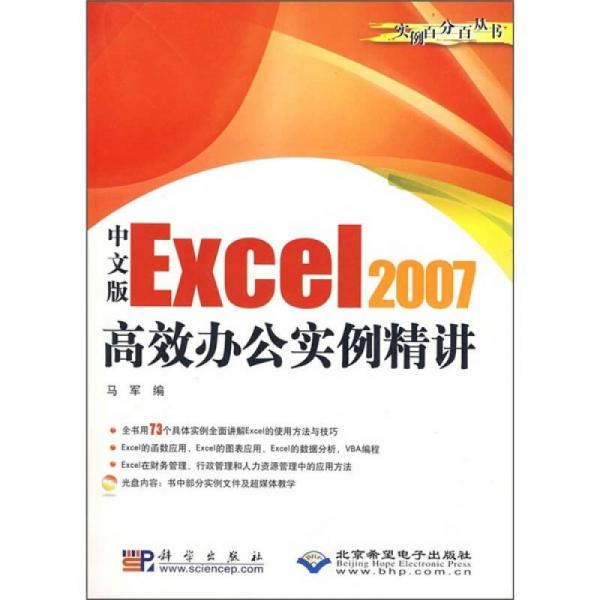 中文版Excel 2007高效办公实例精讲