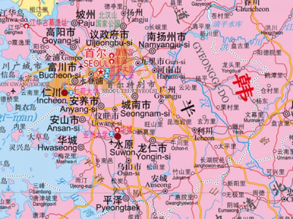 世界热点国家地图--朝鲜 韩国地图挂图