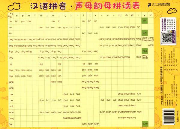 小学生速记表汉语拼音·声母韵母拼读表