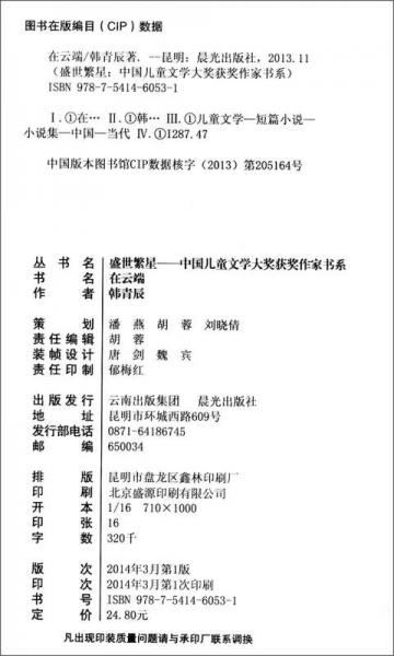 盛世繁星 中国儿童文学大奖获奖作家书系：在云端