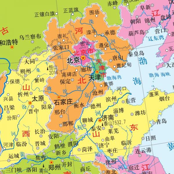 中国全图竖版地图翡翠版4开桌面悬挂两用pp板材防水耐磨可擦写