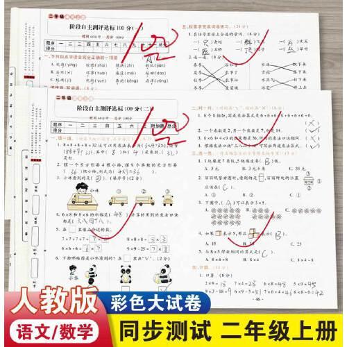 语文达标100分二年级上册试卷测试卷单元+期中+期末+专项同步人教版自主测评达标100分