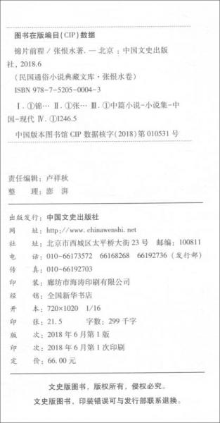 锦片前程/民国通俗小说典藏文库·张恨水卷