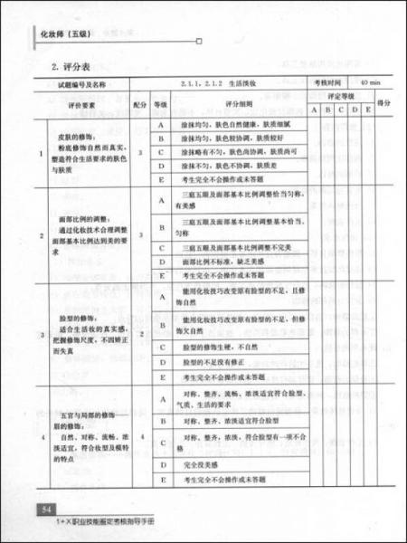 1+X职业技能鉴定考核指导手册：化妆师（5级）