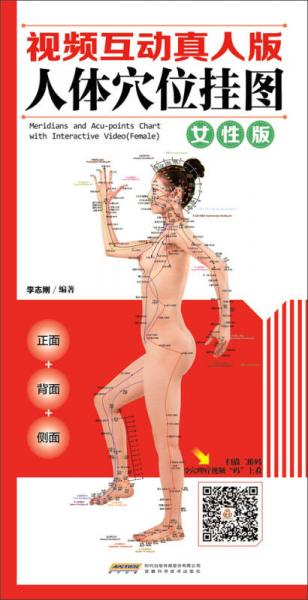 中国首创二维码挂图：视频互动真人版人体穴位挂图女性版（正面 侧面 背面三张挂图 防水 耐折 撕不烂）