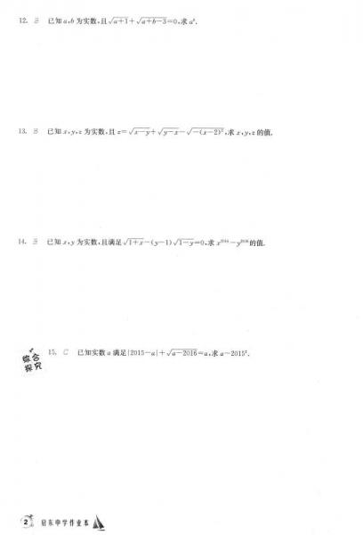 启东系列同步篇·启东中学作业本：九年级数学上（HS）