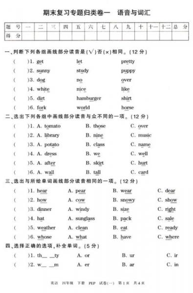 王朝霞系列丛书·各地期末试卷精选：英语
