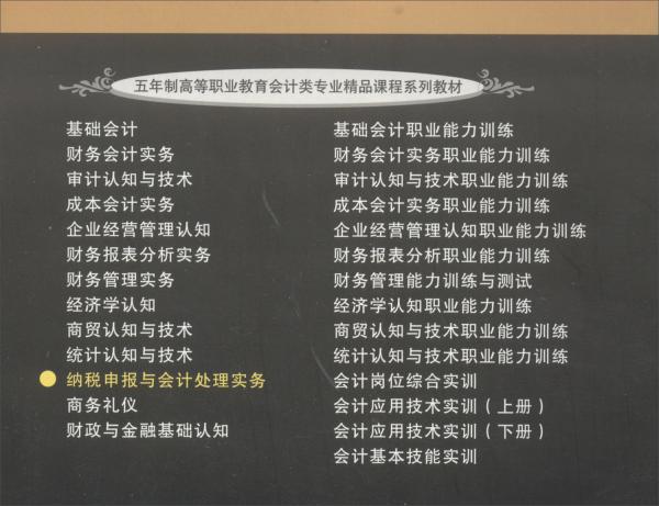 納稅申報(bào)與會(huì)計(jì)處理實(shí)務(wù)（第三版）/五年制高等職業(yè)教育會(huì)計(jì)類專業(yè)精品課程系列教材
