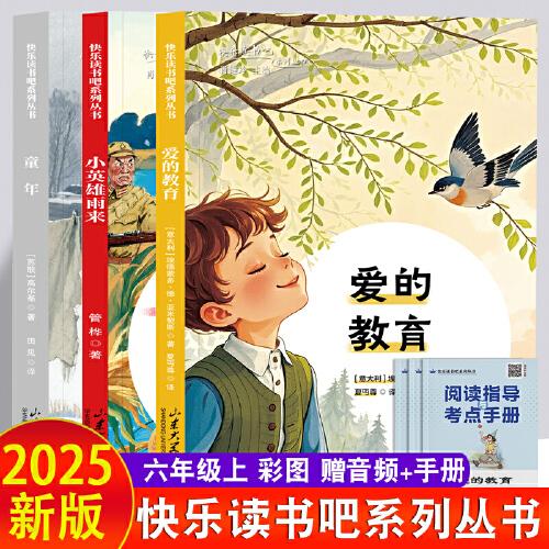 快樂讀書吧六年級(jí)小英雄雨來+童年+愛的教育 精美手繪名家經(jīng)典提升閱讀寫作能力小學(xué)生同步教材人教版課外閱讀