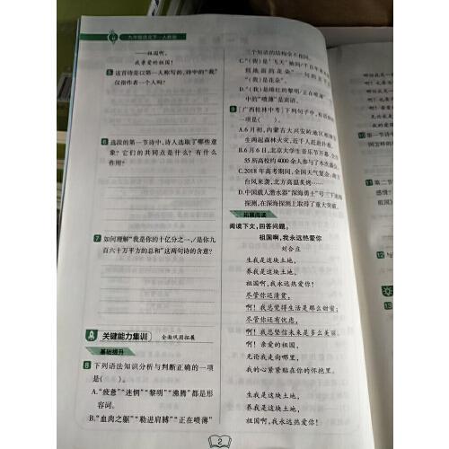 2023春北大绿卡九年级语文下册人教版初三9年级语文教材配套练习册