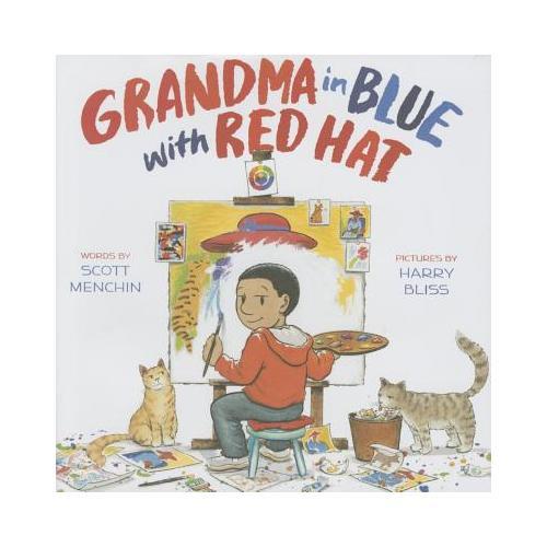 Grandma in Blue with Red Hat