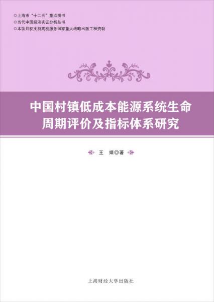 中国村镇低成本能源系统生命周期评价及指标体系研究