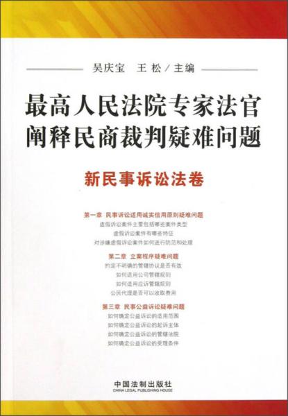 最高人民法院專家法官闡釋民商裁判疑難問題：新民事訴訟法卷