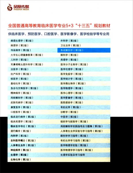 系統(tǒng)解剖學(xué)（第2版供臨床醫(yī)學(xué)、預(yù)防醫(yī)學(xué)、口腔醫(yī)學(xué)、醫(yī)學(xué)影像學(xué)、醫(yī)學(xué)檢驗(yàn)學(xué)等專業(yè)用）
