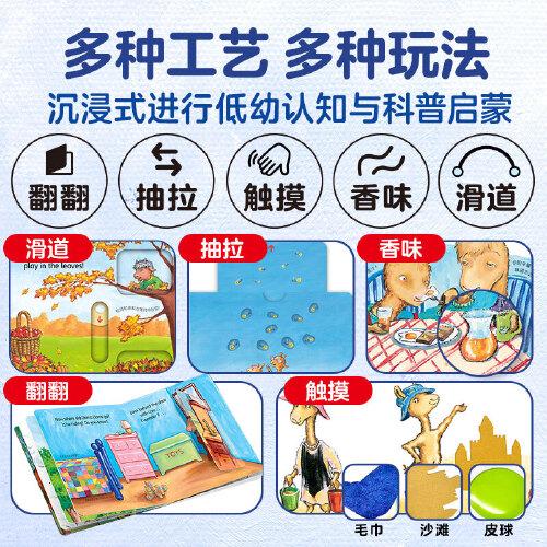 羊駝拉瑪觸感玩具書全5冊點(diǎn)讀版0-5歲寶寶英語啟蒙思維邏輯玩具書感官刺激觸摸玩具書