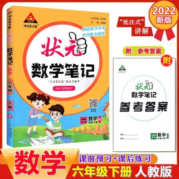 2022春状元数学笔记六年级下册人教部编版配套课本的课堂笔记