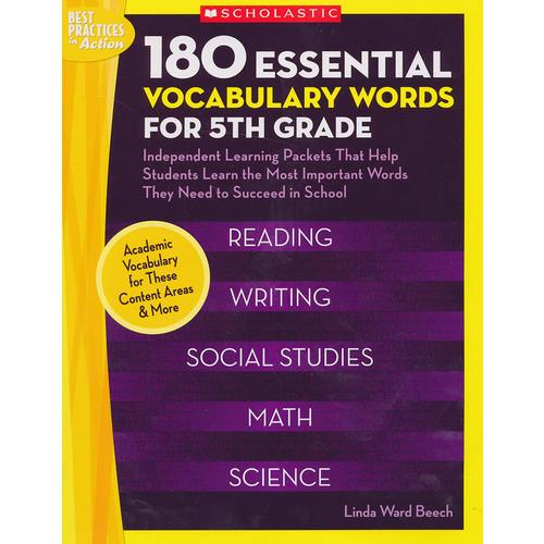 180 Essential Vocabulary Words for 5th Grade 五年级学生应掌握的180个重点词汇  