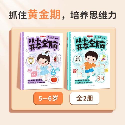 从小开发全脑5-6岁适用幼儿全脑开发儿童早教书幼儿专注力练习 数学思维逻辑训练全脑思维开发综合能力提升启蒙幼小衔接