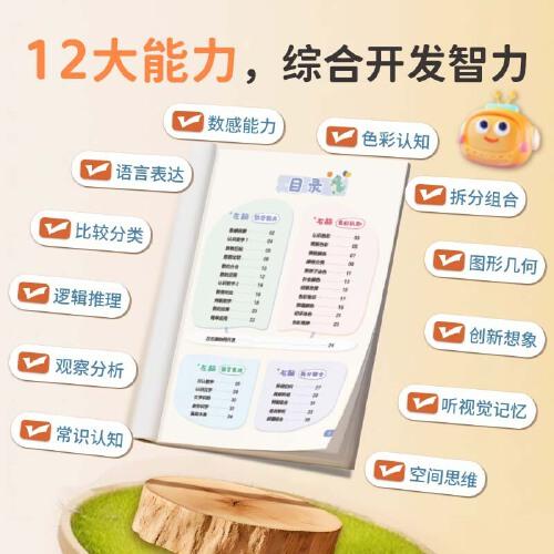 从小开发全脑5-6岁适用幼儿全脑开发儿童早教书幼儿专注力练习 数学思维逻辑训练全脑思维开发综合能力提升启蒙幼小衔接