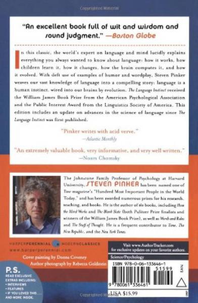 英文原版 The Language Instinct 语言本能 ：How the Mind Creates Language