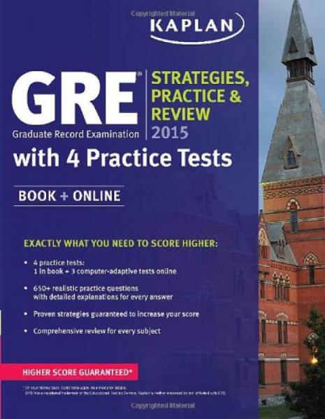 GRE® 2015 Strategies, Practice, and Review with 4 Practice Tests: Book + Online