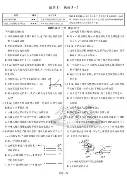 金考卷第4期·2017高考题型小卷