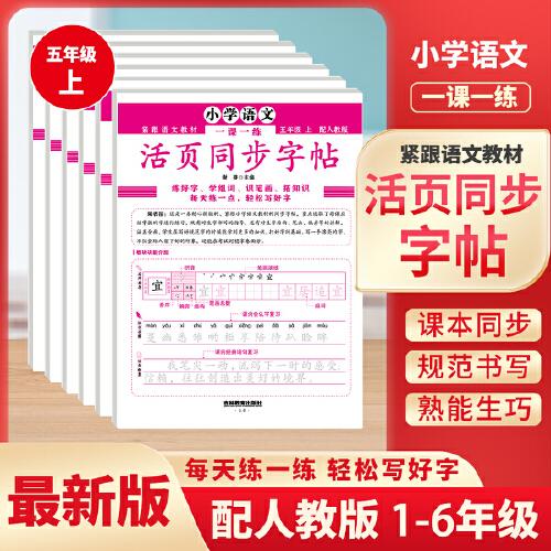 活页练字帖语文同步练字字帖五年级上册小学生专用每日一练点阵控笔生字拼音描红练字本