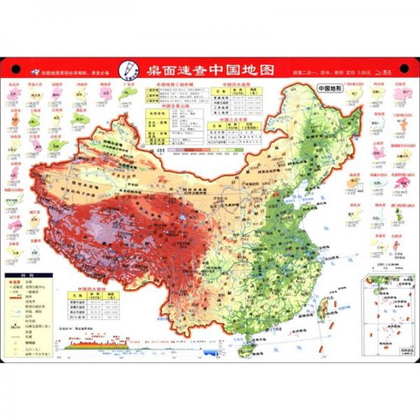 桌面速查-中国地图（政区地形2合1 防水 耐折）