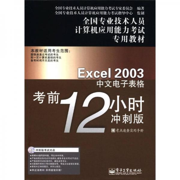 全国专业技术人员计算机应用能力考试专用教材：Excel2003中文电子表格考前12小时（冲刺版）