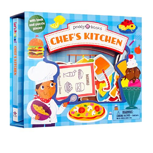 英文原版 小小角色扮演家Let\'s Pretend Chef\'s Kitchen廚師的廚房 游戲紙板操作書 寶寶益智專注力開發(fā)3-6歲