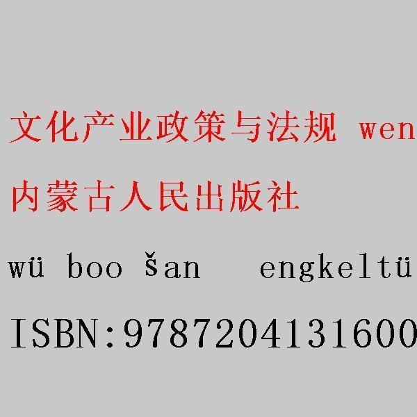 文化產(chǎn)業(yè)政策與法規(guī) : 