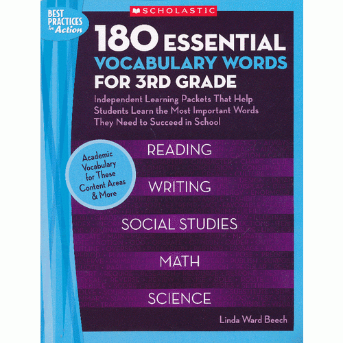 180 Essential Vocabulary Words for 3rd Grade 三年级学生应掌握的180个重点词汇 ISBN9780439897341