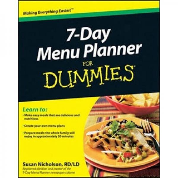 7-Day Menu Planner For Dummies