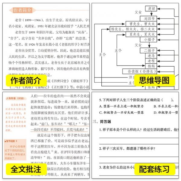 骆驼祥子/名师名课旁批注释本赠配套考题及微课无障碍阅读，思维导图及批注读透名著
