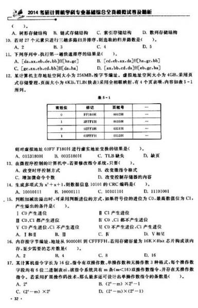 2014考研计算机学科专业基础综合全真模拟试卷及精析