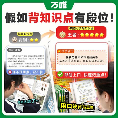 2025新書萬唯中考口訣秒記生物初中小四門必背知識點