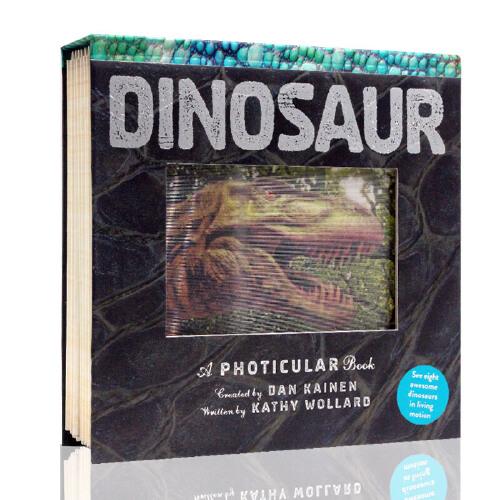 英文原版 光与影视觉书系列 恐龙 3D立体动画书 Dinosaur A Photicular Book Dan Kainen 少儿英语启蒙科普百科